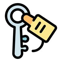 Key with tag representing hotel room access and security vector