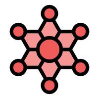 Decentralized network showing interconnected nodes forming star shape vector