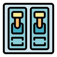 Double toggle switch controlling electrical circuit panel vector