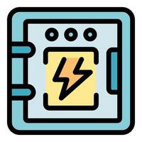 Electrical panel controlling power distribution with lightning symbol vector