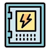 Electrical panel displaying lightning bolt symbol and control buttons vector