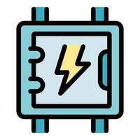 Electrical control panel displaying lightning bolt symbol, ensuring safety and power management vector