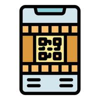 Smartphone showing qr code and film strip, mobile technology and multimedia content vector
