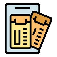 Online booking app showing tickets on smartphone screen vector