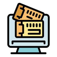 Online ticket booking representing traveling and event access on computer screen vector
