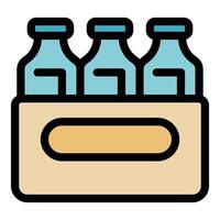 Cardboard box holding three glass bottles for delivery or storage vector