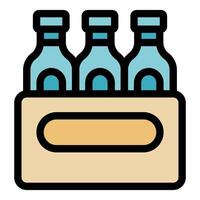 Cardboard box holding three glass bottles with blank label vector