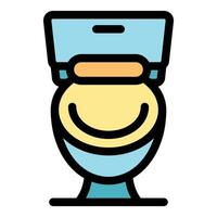 Toilet bowl with closed lid and smiling face icon representing restroom, comfort, and hygiene vector