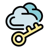 Golden key unlocking cloud computing, secure data access and storage vector