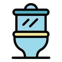 Modern toilet bowl with closed lid and flush system icon representing bathroom fixture vector
