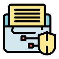 Secure folder protecting valuable digital files with strong shield vector