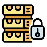 Secure server network protecting data with padlock, ensuring online safety vector