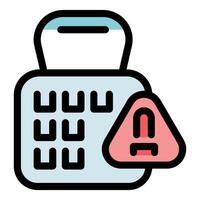 Keypad showing warning sign, access denied, security alert, system error vector