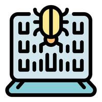 Malware infecting laptop screen displaying binary code vector