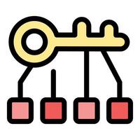 Key unlocking multiple data blocks, secure access and information management vector