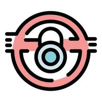 Secure network is protecting data with closed padlock inside circle vector