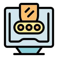 3d printer printing object on computer screen, manufacturing process visualized vector