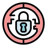 Closed padlock inside pink circle symbolizing security and protection vector