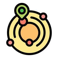 Solar system location pin pointing planet position vector