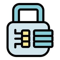Data padlock protecting digital information with encryption technology vector