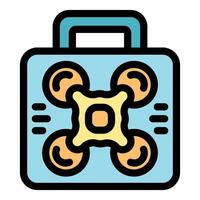 Drone carrying case protecting quadcopter during transport vector