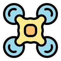 Yellow drone hovering, captured in a stylized illustration vector