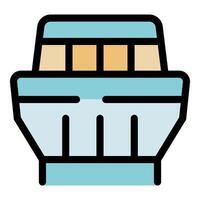 Passenger ferry boat sailing on waterway front view vector