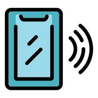 Smartphone sending or receiving signal wireless communication icon vector