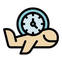 Airplane carrying clock symbolizing punctuality and time management in travel vector