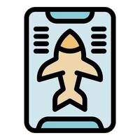 Online flight booking app showing airplane icon for easy travel arrangements vector