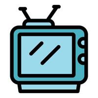 Retro television set with antenna displaying static noise vector