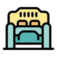 Comfortable double bed with pillows and blanket inviting relaxing sleep vector