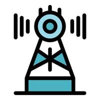 Radio tower transmitting signals, wireless communication infrastructure vector