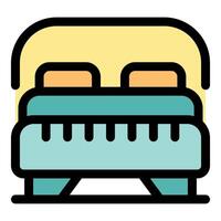 Comfortable double bed with pillows and blanket inviting relaxing sleep vector