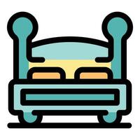 Comfortable double bed with pillows and headboard invites restful sleep vector