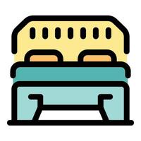 Comfortable double bed with pillows and headboard inviting relaxation vector