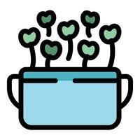 Microgreens growing in a container for urban farming vector