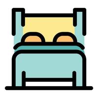 Comfortable double bed with two pillows and blanket inviting relaxing sleep vector