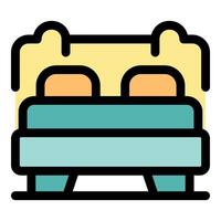 Comfortable double bed with pillows and headboard representing rest and relaxation vector