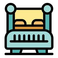 Comfortable double bed with pillows and blanket inviting relaxing sleep vector