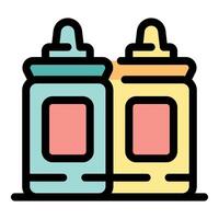 Colorful mustard and ketchup bottles representing condiments vector