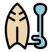 Surfboard and paddle for stand up paddling or surfing vector