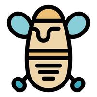 Flying bee insect pollinating crops in agriculture field icon vector