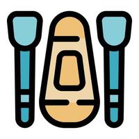 Packraft with paddles for backpacking and water activities vector