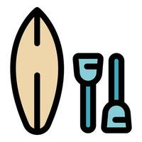 Surfboard, paddle and fin for stand up paddle surfing vector