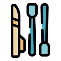 Manicure tools showing cuticle pusher, nail file and buffer block vector