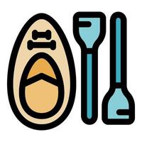 Modern sup board with paddle and oar floating on water surface vector