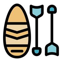 Sup board with paddle and oar symbolizing water sports and surfing vector