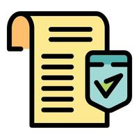 Approved document with check mark icon representing validation and compliance vector