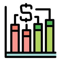 Growing bar chart representing increasing profit in dollars vector